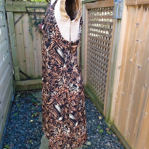 Brown Black Floral Dress Size Medium Sleeveless Liz Claiborne - Picture 3 of 10